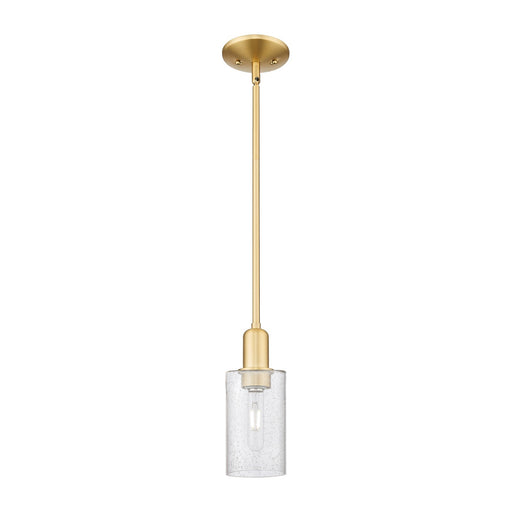 Innovations Clymer 4in 1-Light Mini Pendant | Industrial Satin Gold Steel and Seedy Glass | Kitchen Island & Dining Room | 3.88 x | Model 716-1S-SG-G804
