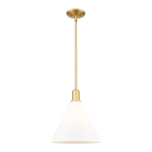 Innovations Berkshire Glass 12in 1-Light Mini Pendant | Industrial Satin Gold Steel and Matte White Glass | Kitchen Island & | Model 716-1S-SG-GBC-121