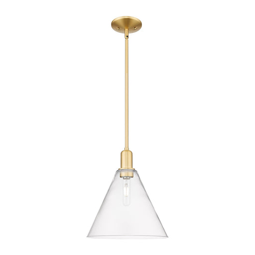Innovations Berkshire Glass 12in 1-Light Mini Pendant | Industrial Satin Gold Steel and Clear Glass | Kitchen Island & Dining | Model 716-1S-SG-GBC-122