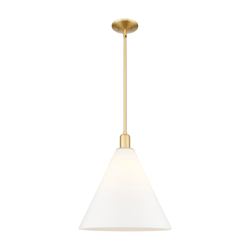 Innovations Berkshire Glass 16in 1-Light Mini Pendant | Industrial Satin Gold Steel and Matte White Glass | Kitchen Island & | Model 716-1S-SG-GBC-161