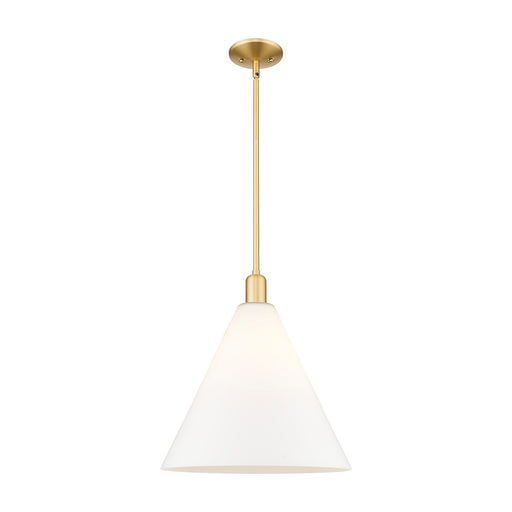 Innovations Berkshire Glass 16in 1-Light Mini Pendant | Industrial Satin Gold Steel and Matte White Glass | Kitchen Island & | Model 716-1S-SG-GBC-161