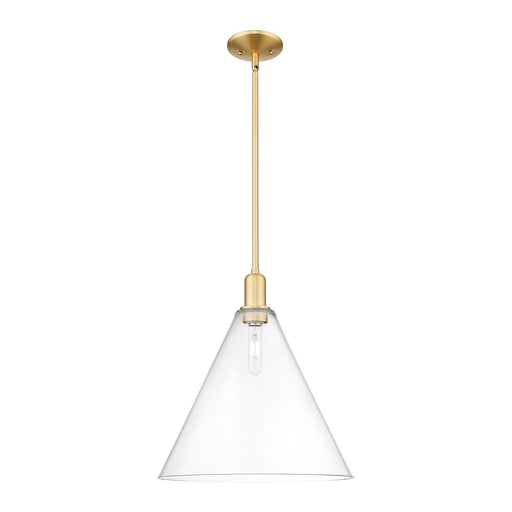 Innovations Berkshire Glass 16in 1-Light Mini Pendant | Industrial Satin Gold Steel and Clear Glass | Kitchen Island & Dining | Model 716-1S-SG-GBC-162