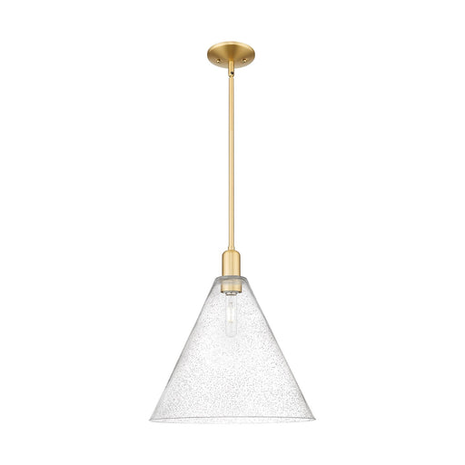 Innovations Berkshire Glass 16in 1-Light Mini Pendant | Industrial Satin Gold Steel and Seedy Glass | Kitchen Island & Dining | Model 716-1S-SG-GBC-164