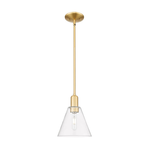 Innovations Berkshire Glass 8in 1-Light Mini Pendant | Industrial Satin Gold Steel and Clear Glass | Kitchen Island & Dining Room | Model 716-1S-SG-GBC-82