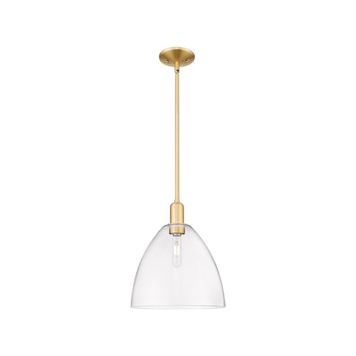 Innovations Bristol 12in 1-Light Mini Pendant | Industrial Satin Gold Steel and Clear Glass | Kitchen Island & Dining Room | 12 | Model 716-1S-SG-GBD-122