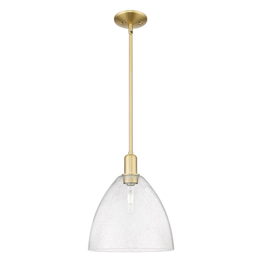 Innovations Bristol 12in 1-Light Mini Pendant | Industrial Satin Gold Steel and Seedy Glass | Kitchen Island & Dining Room | 12 | Model 716-1S-SG-GBD-124