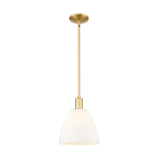 Innovations Bristol 9in 1-Light Mini Pendant | Industrial Satin Gold Steel and Matte White Glass | Kitchen Island & Dining Room | Model 716-1S-SG-GBD-91
