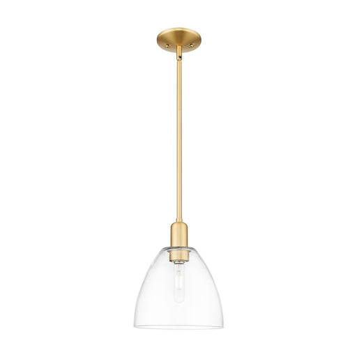 Innovations Bristol 9in 1-Light Mini Pendant | Industrial Satin Gold Steel and Clear Glass | Kitchen Island & Dining Room | 9 x 9 | Model 716-1S-SG-GBD-92