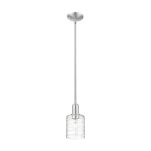 Innovations Cobbleskill 5in 1-Light Mini Pendant | Industrial Brushed Satin Nickel Steel and Deco Swirl Glass | Kitchen Island & | Model 716-1S-SN-G1113