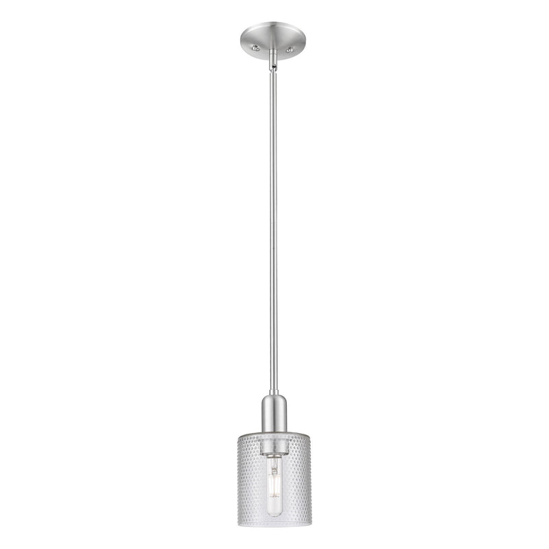 Innovations Cobbleskill 5in 1-Light Mini Pendant | Industrial Brushed Satin Nickel and Clear Glass | Kitchen Island & Dining Room | Model 716-1S-SN-G112