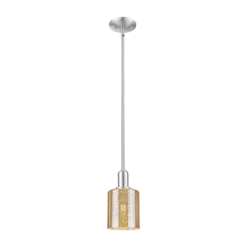 Innovations Cobbleskill 5in 1-Light Mini Pendant | Industrial Brushed Satin Nickel and Mercury Glass | Kitchen Island & Dining Room | Model 716-1S-SN-G116