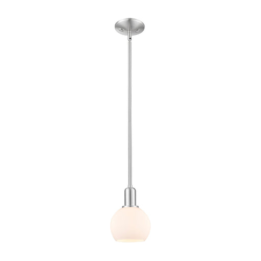 Innovations Athens 6in 1-Light Mini Pendant | Industrial Brushed Satin Nickel and Matte White Glass | Kitchen Island & Dining | Model 716-1S-SN-G121-6