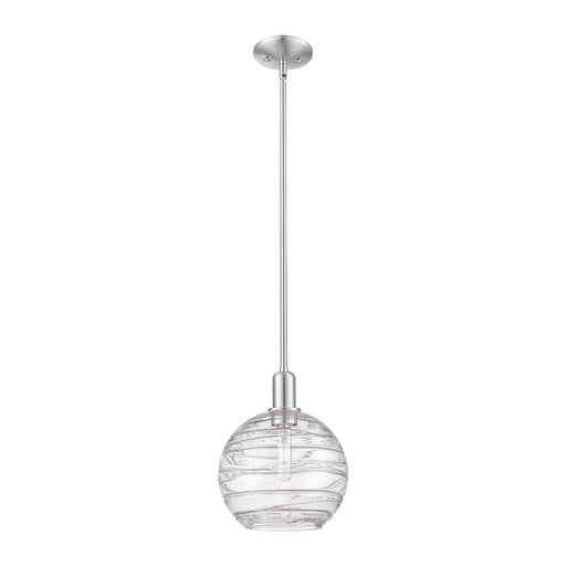 Innovations Athens Deco Swirl 10in 1-Light Mini Pendant | Industrial Brushed Satin Nickel and Clear Glass | Kitchen Island & | Model 716-1S-SN-G1213-10CL