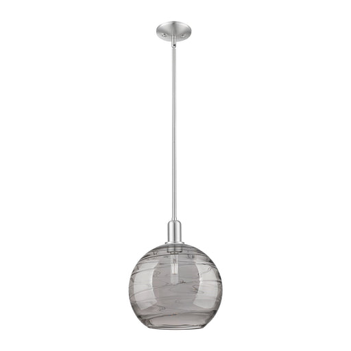 Innovations Athens Deco Swirl 12in 1-Light Mini Pendant | Industrial Brushed Satin Nickel Steel and Light Smoke Glass | Model 716-1S-SN-G1213-12SM