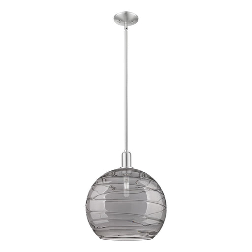 Innovations Athens Deco Swirl 14in 1-Light Mini Pendant | Industrial Brushed Satin Nickel and Light Smoke Glass | Kitchen | Model 716-1S-SN-G1213-14SM