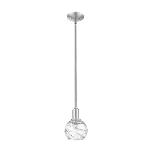 Innovations Athens Deco Swirl 6in 1-Light Mini Pendant | Industrial Brushed Satin Nickel and Clear Deco Swirl Glass | Kitchen | Model 716-1S-SN-G1213-6CL