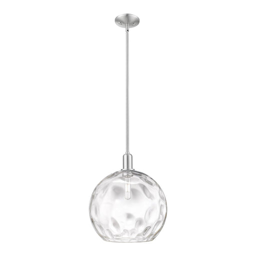 Innovations Athens Water Glass 13in 1-Light Mini Pendant | Industrial Brushed Satin Nickel and Clear Glass | Kitchen Island & | Model 716-1S-SN-G1215-14