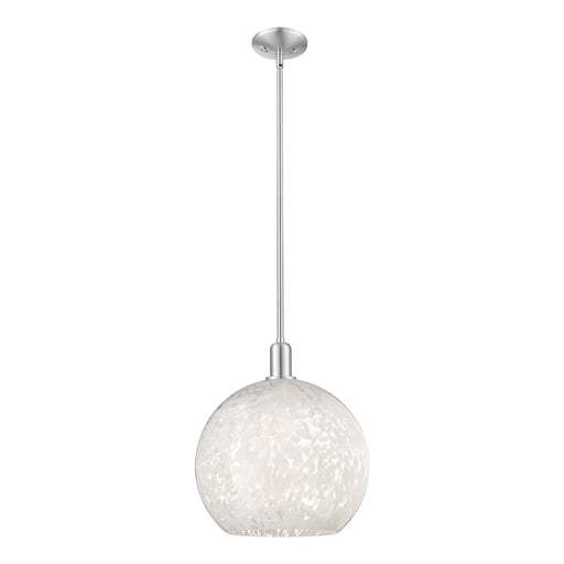 Innovations Arcadia 14in 1-Light Mini Pendant | Industrial Brushed Satin Nickel and White Mouchette Glass | Kitchen Island & | Model 716-1S-SN-G1216-14WM