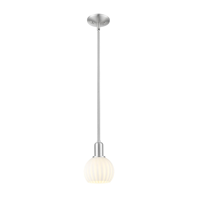 Innovations Lighting Arcadia 6in 1-Light Mini Pendant | Industrial Brushed Satin Nickel and White Venetian Glass | Kitchen | Model 716-1S-SN-G1217-6WV