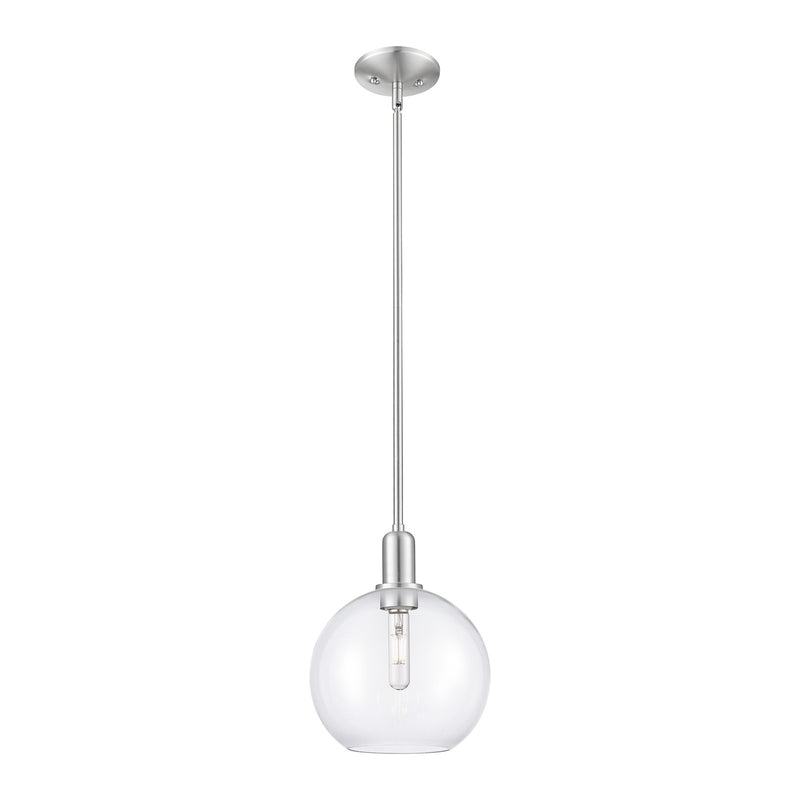 Innovations Athens 10in 1-Light Mini Pendant | Industrial Brushed Satin Nickel Steel and Clear Glass | Kitchen Island & Dining | Model 716-1S-SN-G122-10