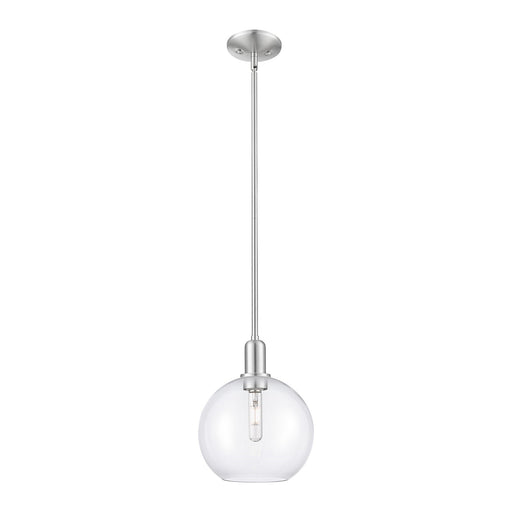 Innovations Athens 10in 1-Light Mini Pendant | Industrial Brushed Satin Nickel Steel and Clear Glass | Kitchen Island & Dining | Model 716-1S-SN-G122-10