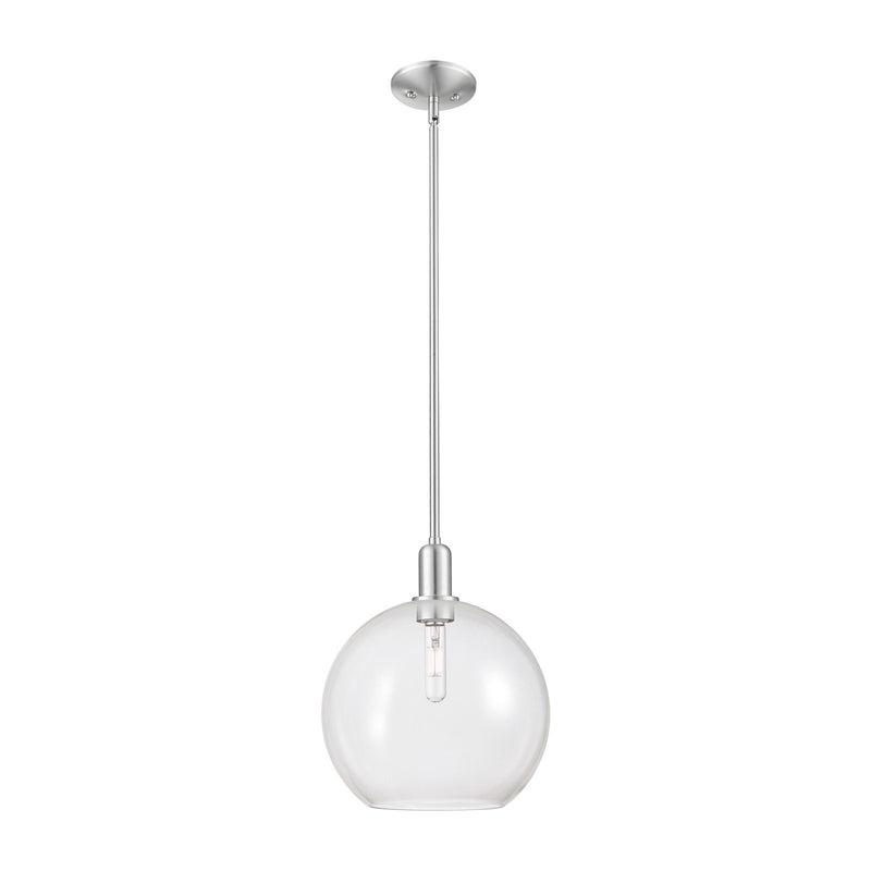 Innovations Athens 12in 1-Light Mini Pendant | Industrial Brushed Satin Nickel Steel and Clear Glass | Kitchen Island & Dining | Model 716-1S-SN-G122-12