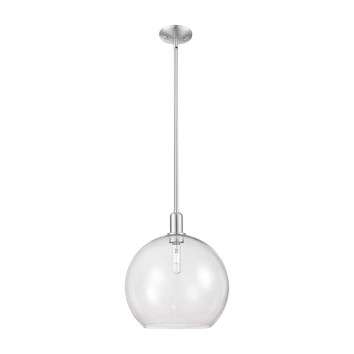 Innovations Athens 14in 1-Light Mini Pendant | Industrial Brushed Satin Nickel Steel and Clear Glass | Kitchen Island & Dining | Model 716-1S-SN-G122-14
