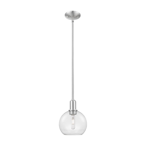 Innovations Athens 8in 1-Light Mini Pendant | Industrial Brushed Satin Nickel Steel and Clear Glass | Kitchen Island & Dining | Model 716-1S-SN-G122-8