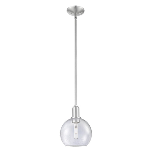 Innovations Athens 8in 1-Light Mini Pendant | Industrial Brushed Satin Nickel Steel and Seedy Glass | Kitchen Island & Dining | Model 716-1S-SN-G124-8