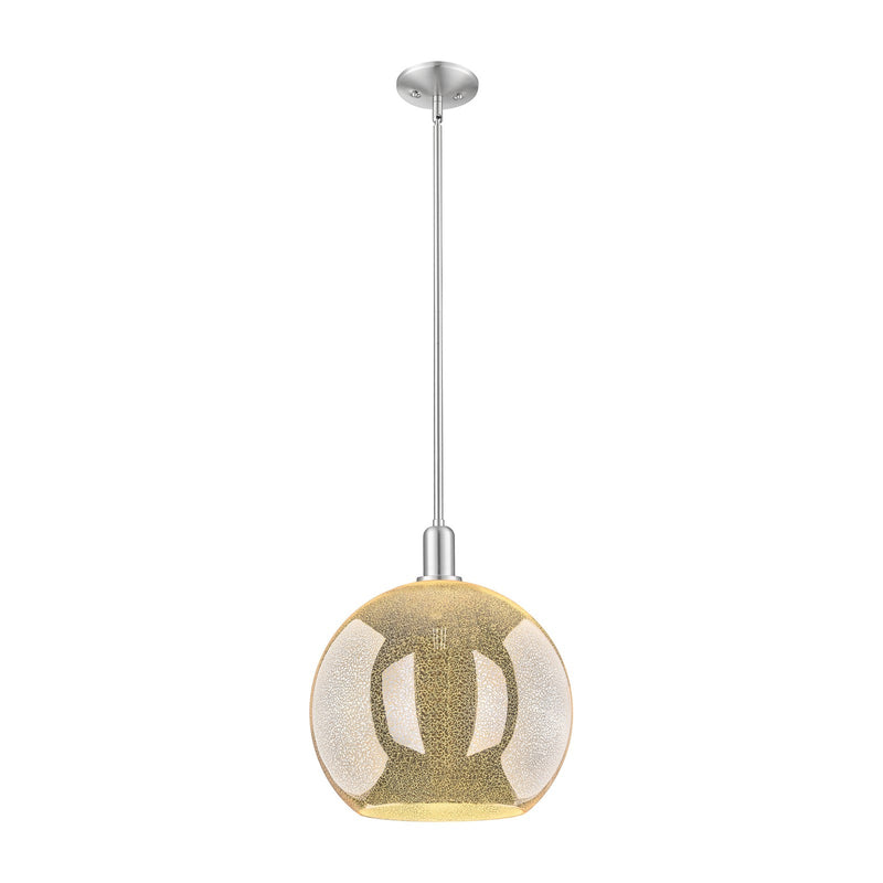 Innovations Athens 14in 1-Light Mini Pendant | Industrial Brushed Satin Nickel Steel and Mercury Glass | Kitchen Island & Dining | Model 716-1S-SN-G128-14