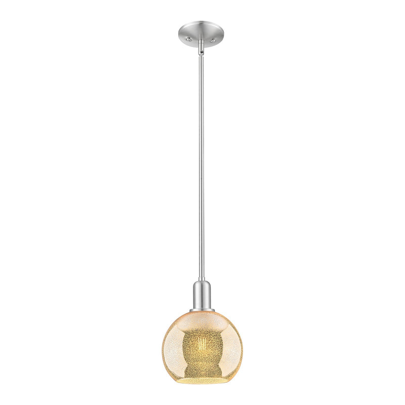 Innovations Athens 8in 1-Light Mini Pendant | Industrial Brushed Satin Nickel Steel and Mercury Glass | Kitchen Island & Dining | Model 716-1S-SN-G128-8