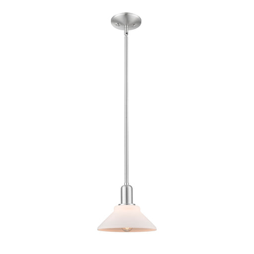 Innovations Orwell 8in 1-Light Mini Pendant | Industrial Brushed Satin Nickel and Matte White Glass | Kitchen Island & Dining Room | Model 716-1S-SN-G131
