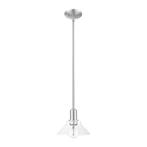 Innovations Orwell 8in 1-Light Mini Pendant | Industrial Brushed Satin Nickel Steel and Clear Glass | Kitchen Island & Dining Room | Model 716-1S-SN-G132