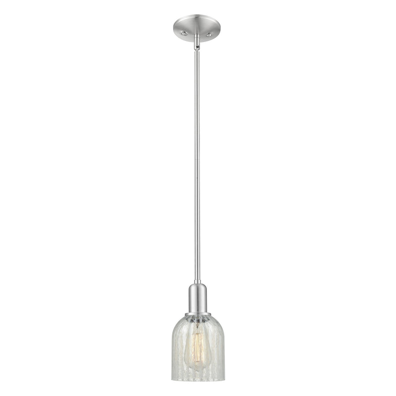 Innovations Caledonia 5in 1-Light Mini Pendant | Industrial Brushed Satin Nickel and Mouchette Glass | Kitchen Island & Dining | Model 716-1S-SN-G2511