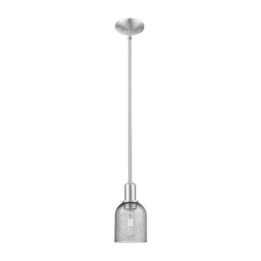 Innovations Lighting Caledonia 5in 1-Light Mini Pendant | Industrial Brushed Satin Nickel Steel and Charcoal Glass | Kitchen Island | Model 716-1S-SN-G257