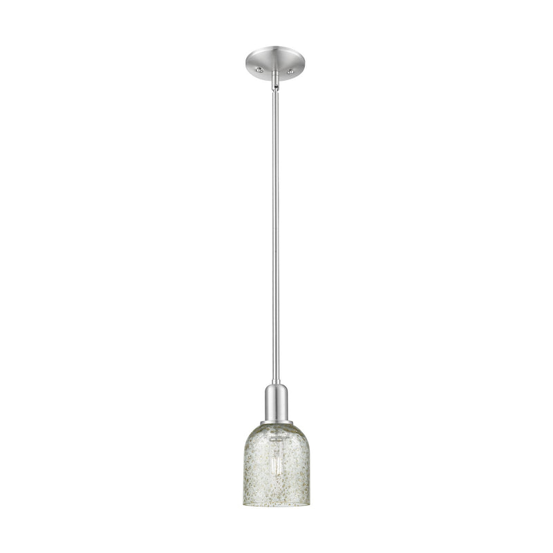 Innovations Caledonia 5in 1-Light Mini Pendant | Industrial Brushed Satin Nickel Steel and Mica Glass | Kitchen Island & Dining | Model 716-1S-SN-G259