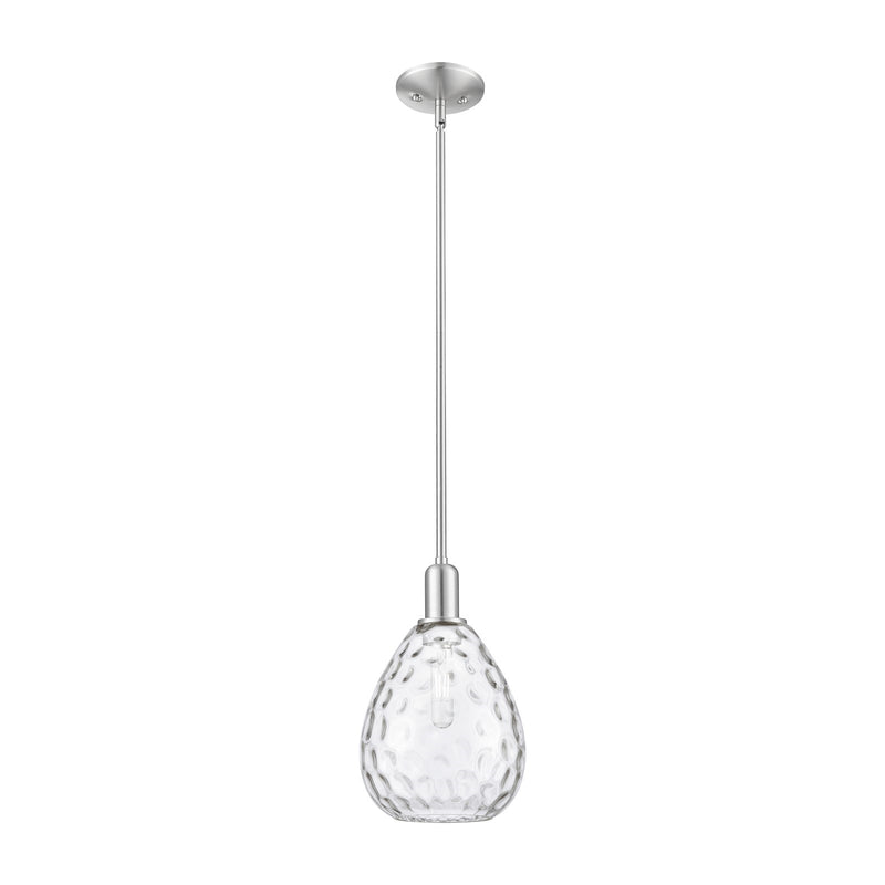 Innovations Waverly 8in 1-Light Mini Pendant | Industrial Brushed Satin Nickel Steel and Clear Glass | Kitchen Island & Dining Room | Model 716-1S-SN-G372