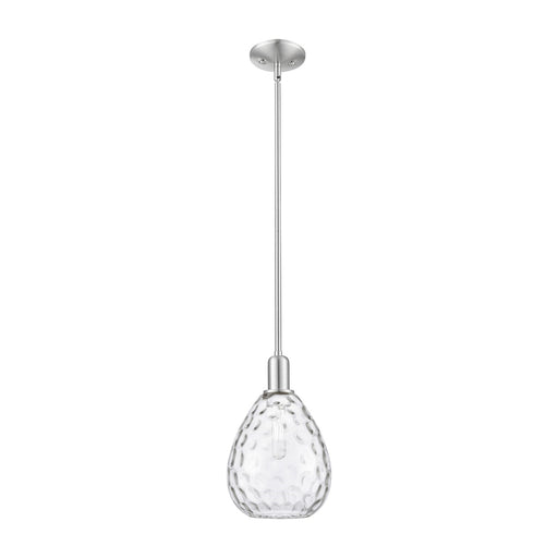 Innovations Waverly 8in 1-Light Mini Pendant | Industrial Brushed Satin Nickel Steel and Clear Glass | Kitchen Island & Dining Room | Model 716-1S-SN-G372