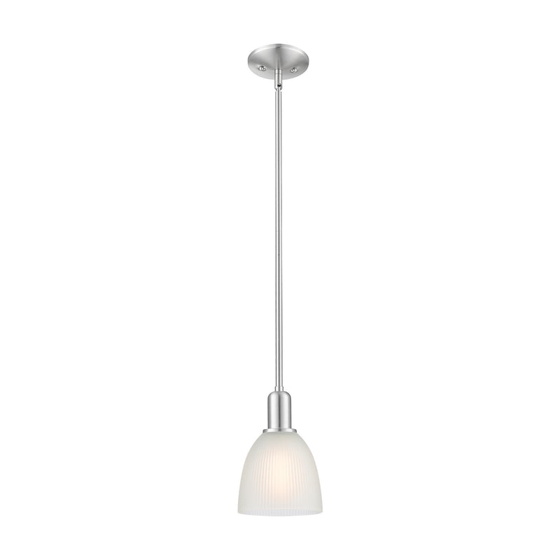 Innovations Castile 6in 1-Light Mini Pendant | Industrial Brushed Satin Nickel and White Glass | Kitchen Island & Dining Room | 6 x | Model 716-1S-SN-G381
