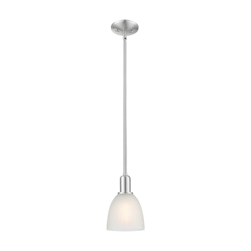 Innovations Castile 6in 1-Light Mini Pendant | Industrial Brushed Satin Nickel and White Glass | Kitchen Island & Dining Room | 6 x | Model 716-1S-SN-G381