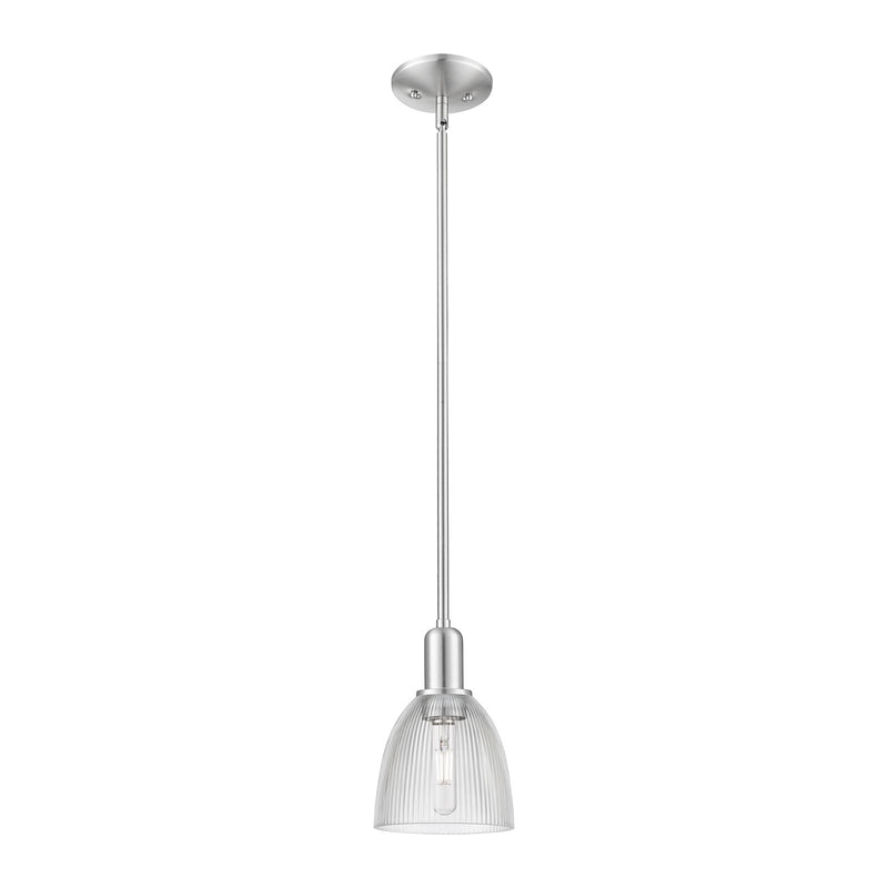 Innovations Castile 6in 1-Light Mini Pendant | Industrial Brushed Satin Nickel and Clear Glass | Kitchen Island & Dining Room | 6 x | Model 716-1S-SN-G382
