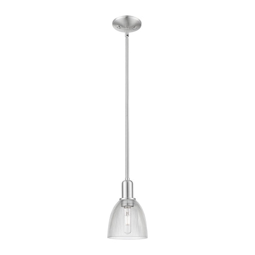 Innovations Castile 6in 1-Light Mini Pendant | Industrial Brushed Satin Nickel and Clear Glass | Kitchen Island & Dining Room | 6 x | Model 716-1S-SN-G382
