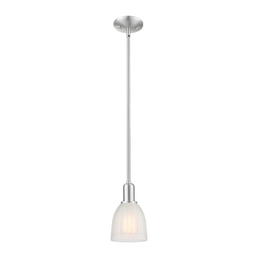 Innovations Brookfield 6in 1-Light Mini Pendant | Industrial Brushed Satin Nickel and White Frosted Ribbed Glass | Kitchen Island & | Model 716-1S-SN-G441