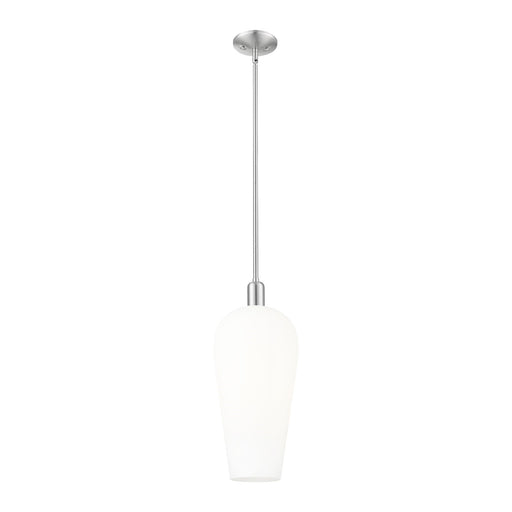 Innovations Chelsea 8in 1-Light Mini Pendant | Industrial Brushed Satin Nickel and White Glass | Kitchen Island & Dining Room | Model 716-1S-SN-G456-8WH