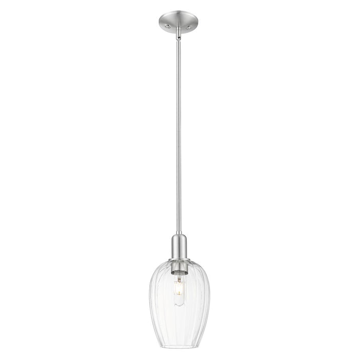 Innovations Preston 6" Flute Stem Mini Pendant, SN/Clear - 716-1S-SN-G457-6CL