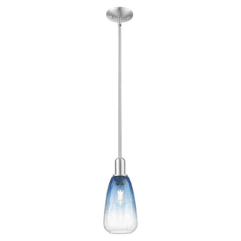 Innovations Brookhaven Almond 6" Stem Mini Pendant, SN/Blue - 716-1S-SN-G480-6SB