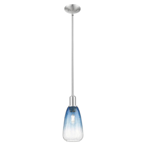 Innovations Brookhaven Almond 6" Stem Mini Pendant, SN/Blue - 716-1S-SN-G480-6SB