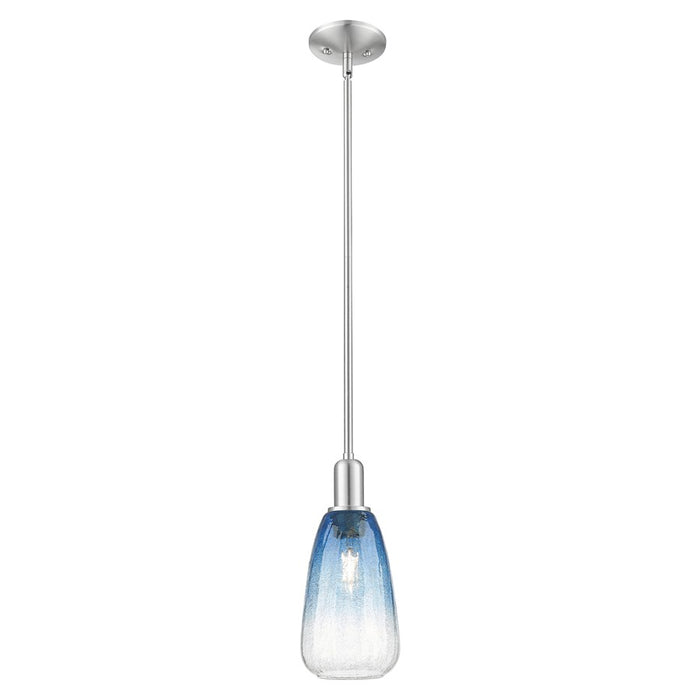 Innovations Brookhaven Almond 6" Stem Mini Pendant, SN/Blue - 716-1S-SN-G480-6SB