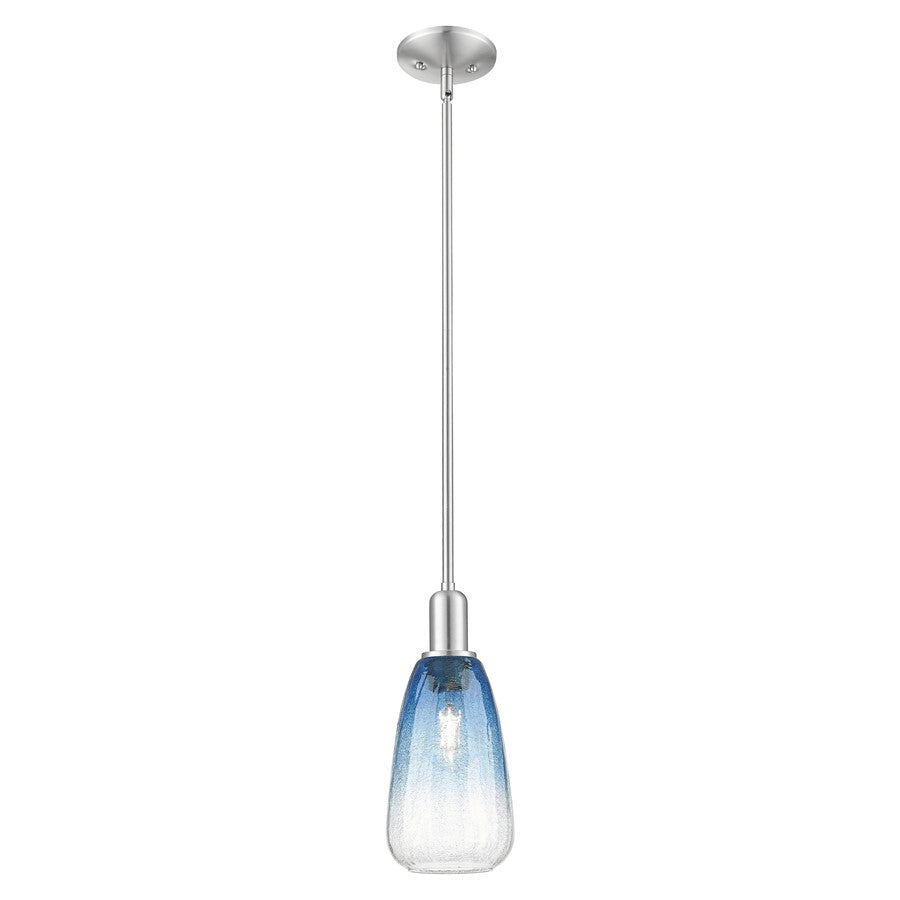 Innovations Brookhaven Almond 6" Stem Mini Pendant, SN/Blue - 716-1S-SN-G480-6SB