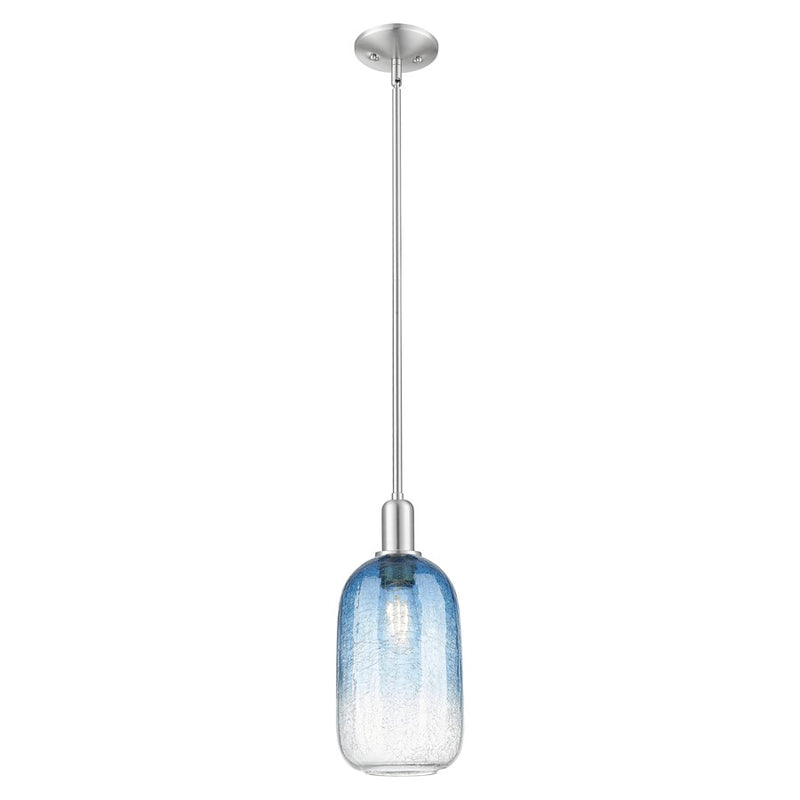 Innovations Brookhaven Cloche 7" Stem Mini Pendant, SN/Blue - 716-1S-SN-G482-7SB